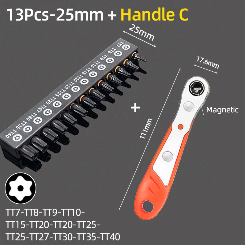 25mm Torx șurubelniță biți set Tamper Door securitate burghiu biți 1/4 "șurubelniță hexagonală cheie cu clichet mâner reparare scule de mână