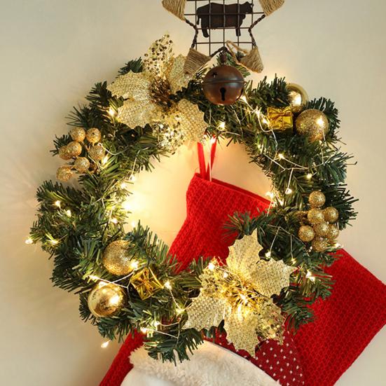 Christmas Wreath for Front Door Artificial Pine Wreath with Berries/Pinecones/Flowers for Holiday Indoor Outdoor Wall Window Porch Decor