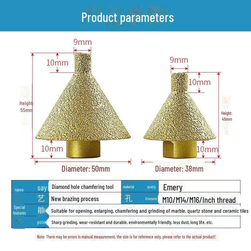 Diamond Conical Chamfering and Drilling Tool for Marble and Tile