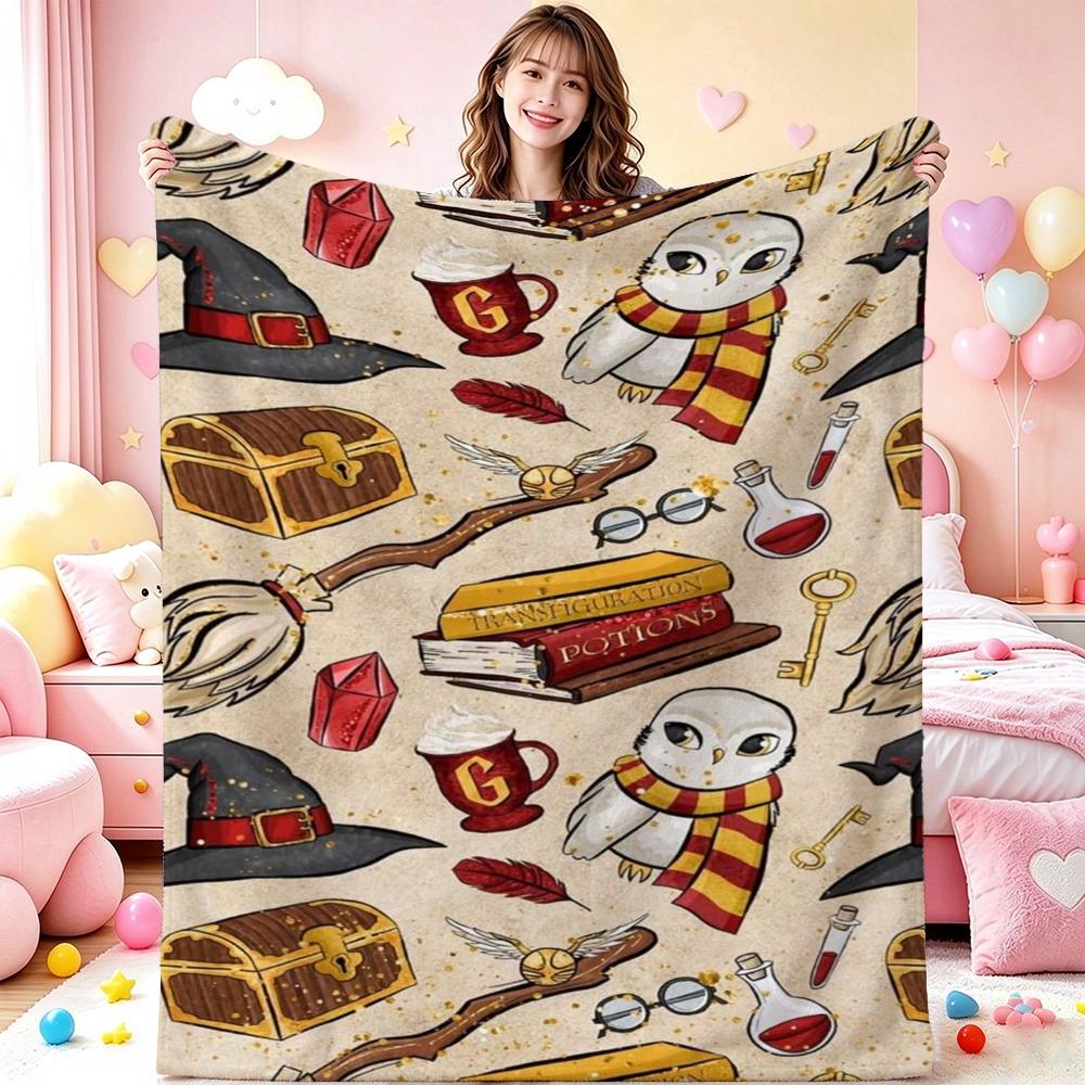 Hogwarts Magical Essentials Theme Blanket Fluffy Plush Throw Blanket For Living Room Gaming Room Home Party Decor Christmas Gift