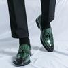 Men’s Loafers Wingtip Dress Formal Patent Leather Shoes Men Green Tuxedo Wedding Blazers Saddle Shoes Large Size