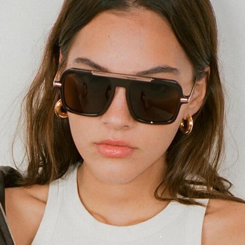 Vintage Colorful Metal Conjoined Square Sunglasses Women Men Retro Trend Sun Glasses Climbing Camping Glasses