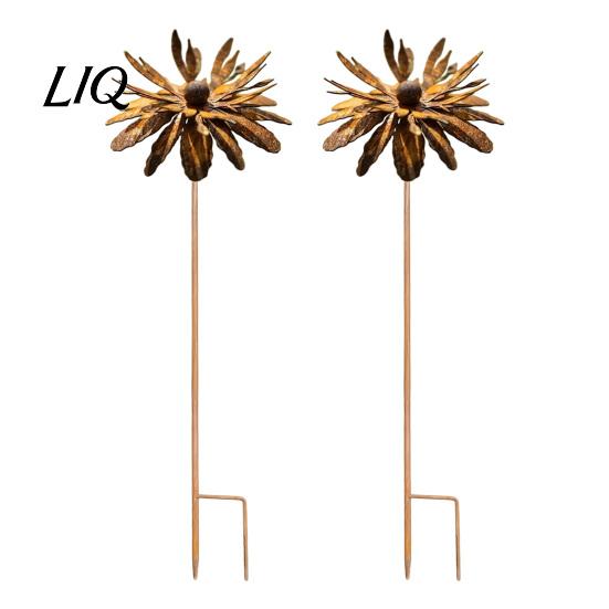 Artistic Outdoor Stake Vintage Rusty Cornflower Ground Stake, 24 Inch Metal Wire Art Decor, Rustic Garden Sculptures for Lawns Yard Patio Home