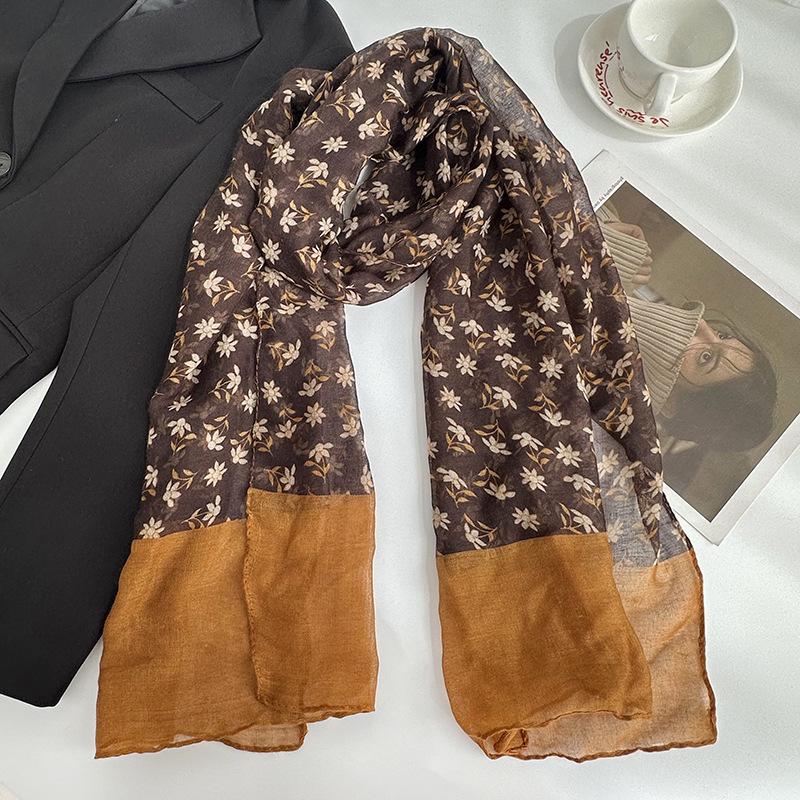 Thin scarf retro trend new Bali yarn scarf long silk scarf women's high sense personalized leopard print shawl
