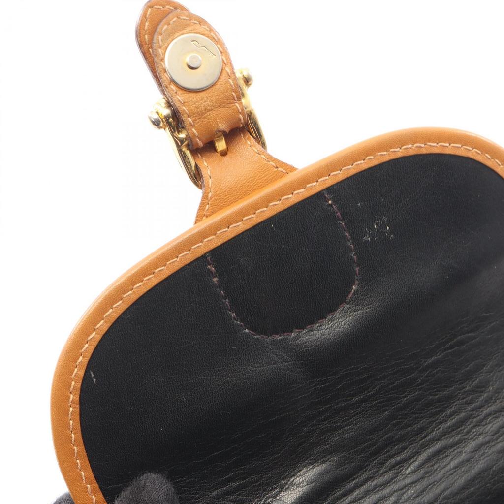 Used CELINE Macadam Shoulder Bag leather Black Brown Used Women