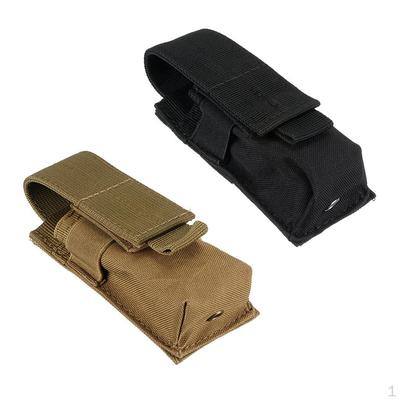 2Pcs Flashlight Pouch Carry Case Holder with Belt Clip , Black & Khaki