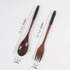 652F Natural Finish Wooden Cutlery Set Extended Handle Design For Soup Pastas Dishes