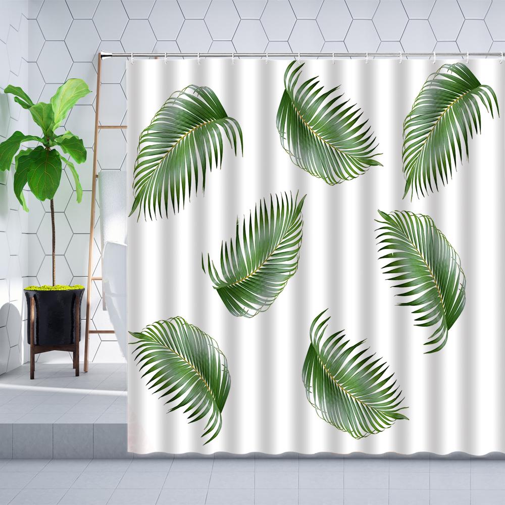 Leaves Shower Curtain Watercolor Tree Branch Leaf Vine Plant Bath Curtain Modern Fabric Nordic Bathroom Decor