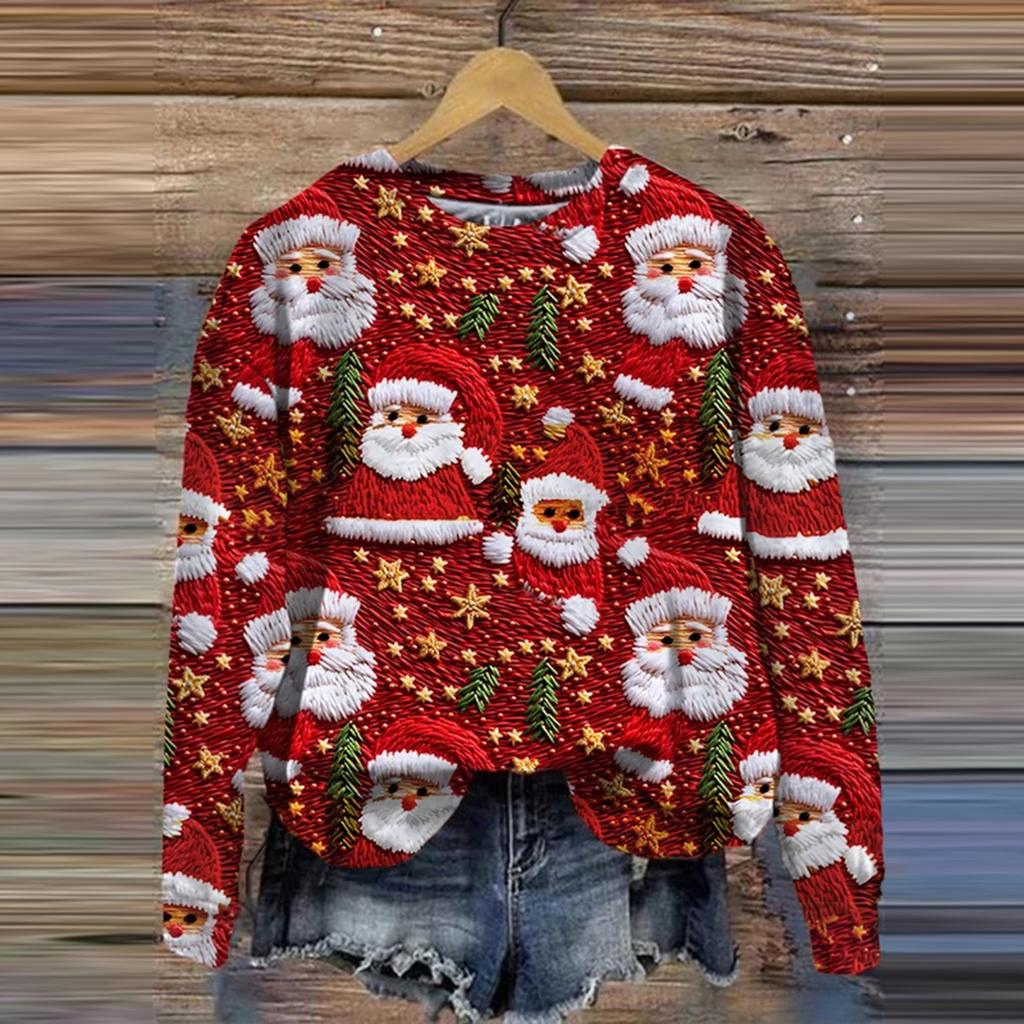Women's Vintage Santa Print Long Sleeved Merry Xmas Sweatshirt Marine Layer Lightweight Sweatshirts Women Zip Hoodie Soft Women