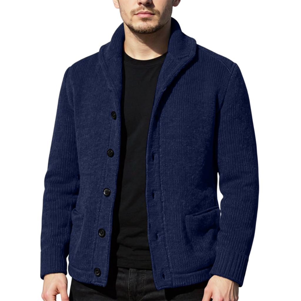 Herre Cardigan Casual Sjal Langermet Ensfarget Knappelukking Jakke