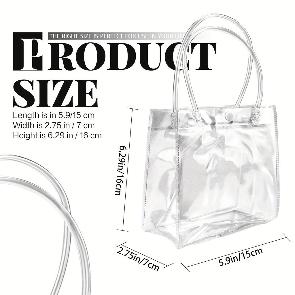 25 Stück transparente Geschenktasche 5,9x 6,3x 2,8 Zoll wiederverwendbare PVC-Geschenkverpackungs-Tragetasche geeignet für Hochzeit Geburtstagsgeschenk Party