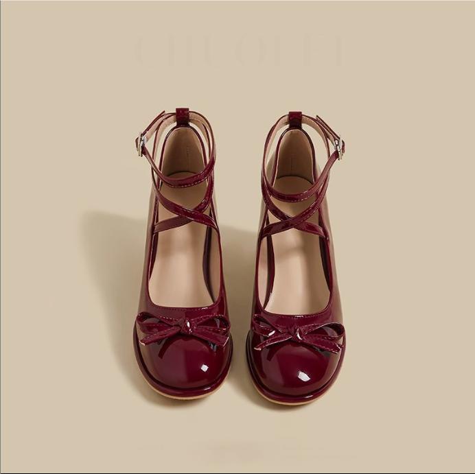 Красные туфли Мэри Джейн женские туфли на толстом высоком каблуке женские туфли в стиле Лолита с квадратным носком весенняя модная вечерняя кожаная женская обувь 38 красный 2880₽