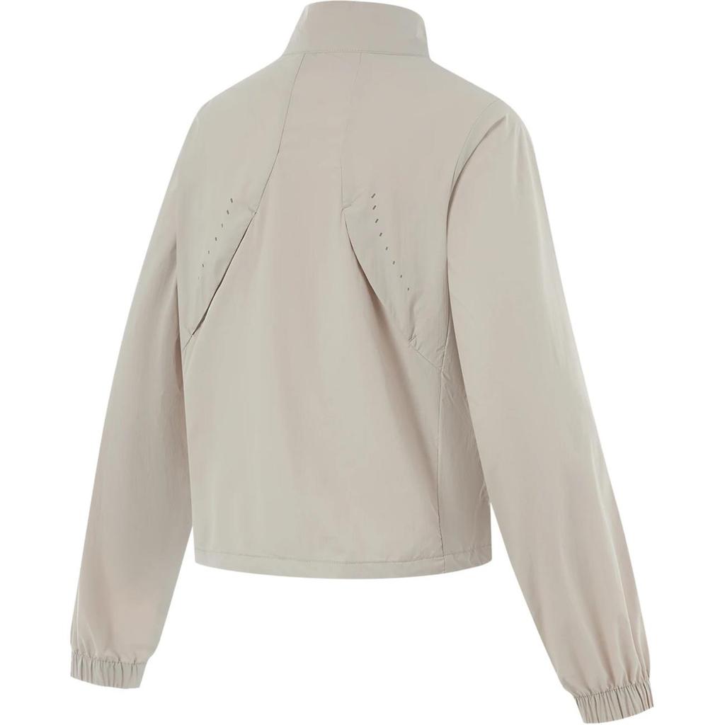 Li Ning Running Series Solid Color Zip Up Stand Collar Comfortable Breathable Sports Windbreaker Women Outerwear Dusty-Gray AFDU166-1