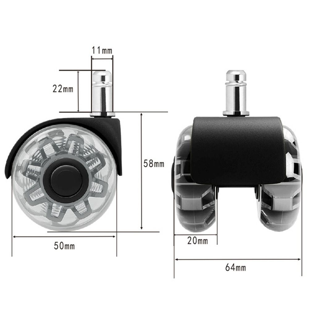 PU Office Chair Caster wheel 2 inch Mute Wheel Safe Chair Wheels