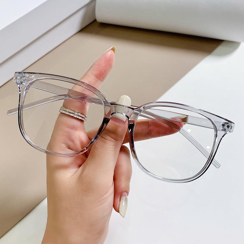 Trend Glasses Frame Women'S Round Frame Anti-Blue Light Glasses Frame Myopia Finished Glasses Flat Light Hair