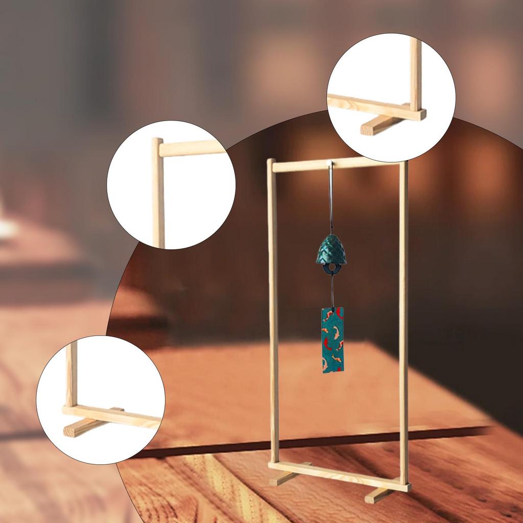 Wind Chime Stand Gong Stand Wooden Stable Decorative Multipurpose Chime Hanger Hanging Rack for Countertop Meditation Desktop