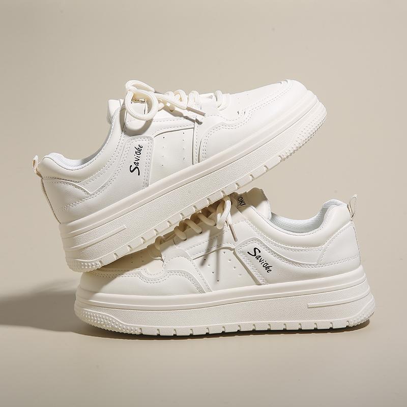 Platform Sneakers Shoes for Women Cute Sweet Solid Colour Womens Sports Shoes Casual Versatile Female Small White Leather