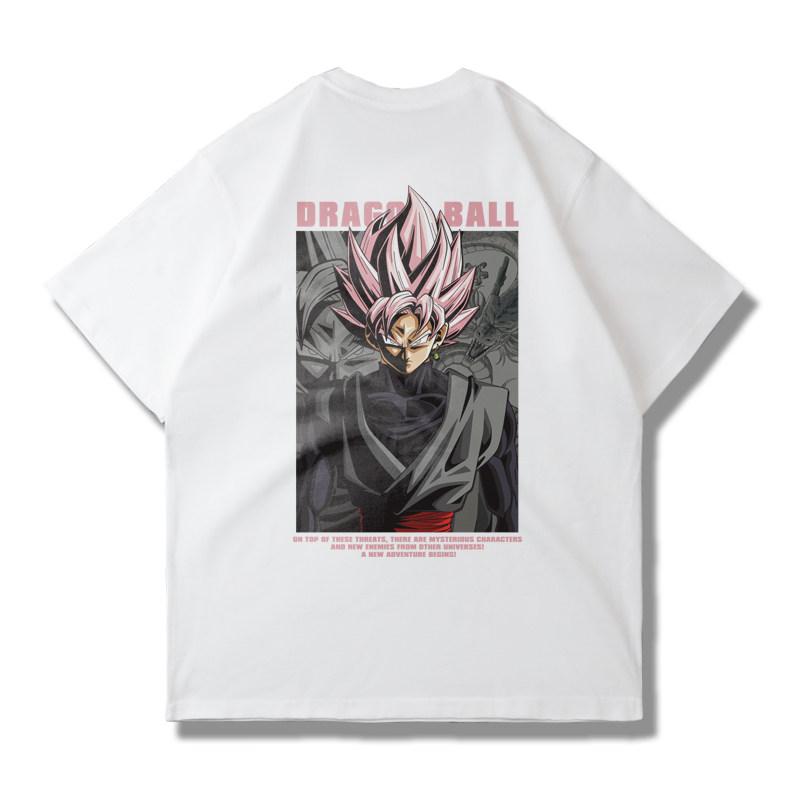 The Anime Dragon Ball Collaboration Black Goku Shortsleeved Tshirt for Men and Women in Loose Black and White for Summer