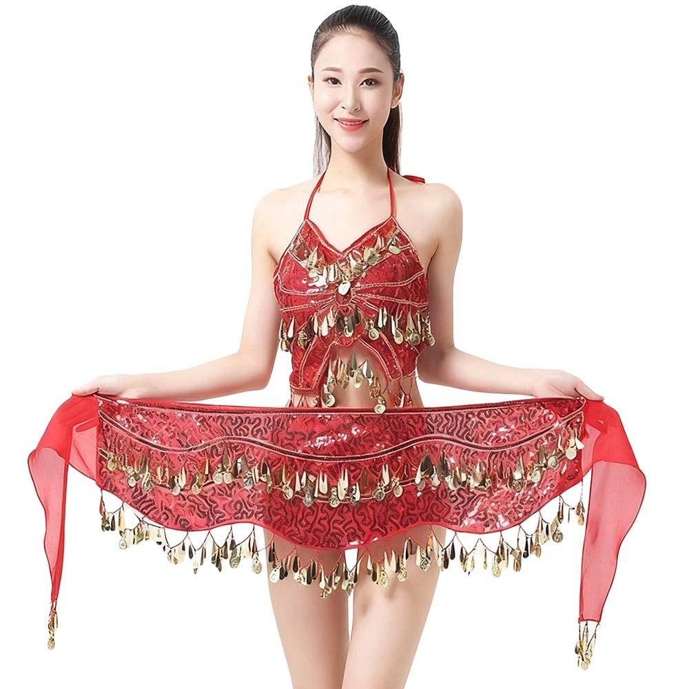 Sequins Women Belt Skirt Tassel Belly Dance Belt Fashion Belly Dance Hip Scarf  Show Costumes