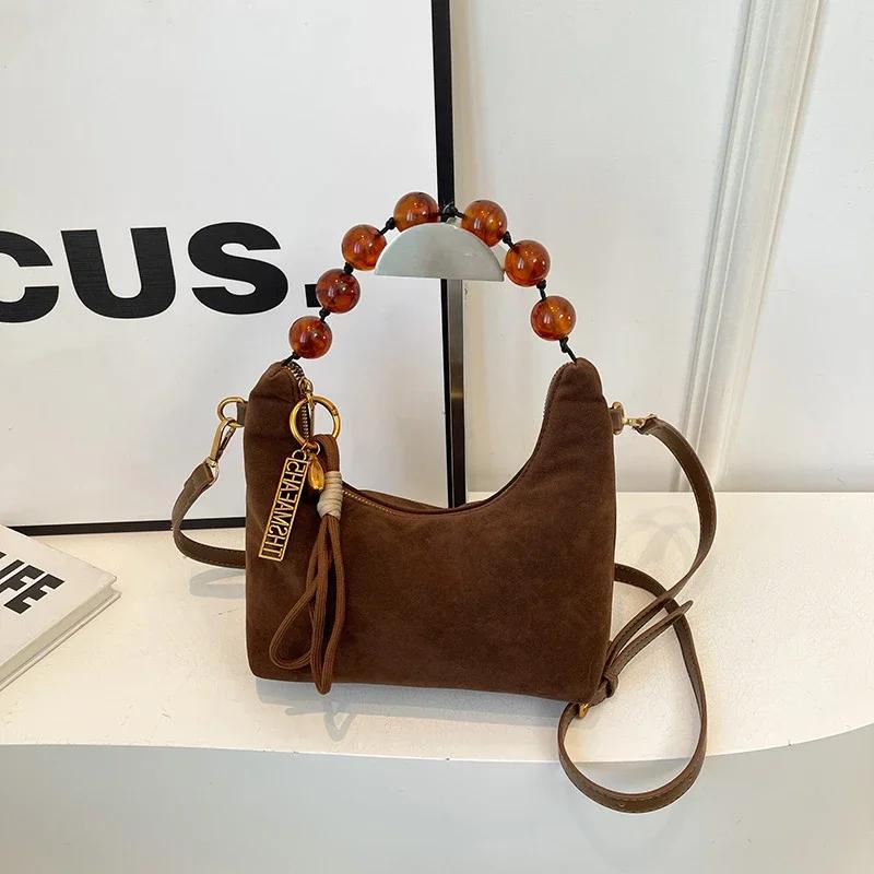 New Super Popular Niche Leopard Print Shoulder Bag for Women  High Quality Versatile Pearl Chain Crossbody Bags for Women