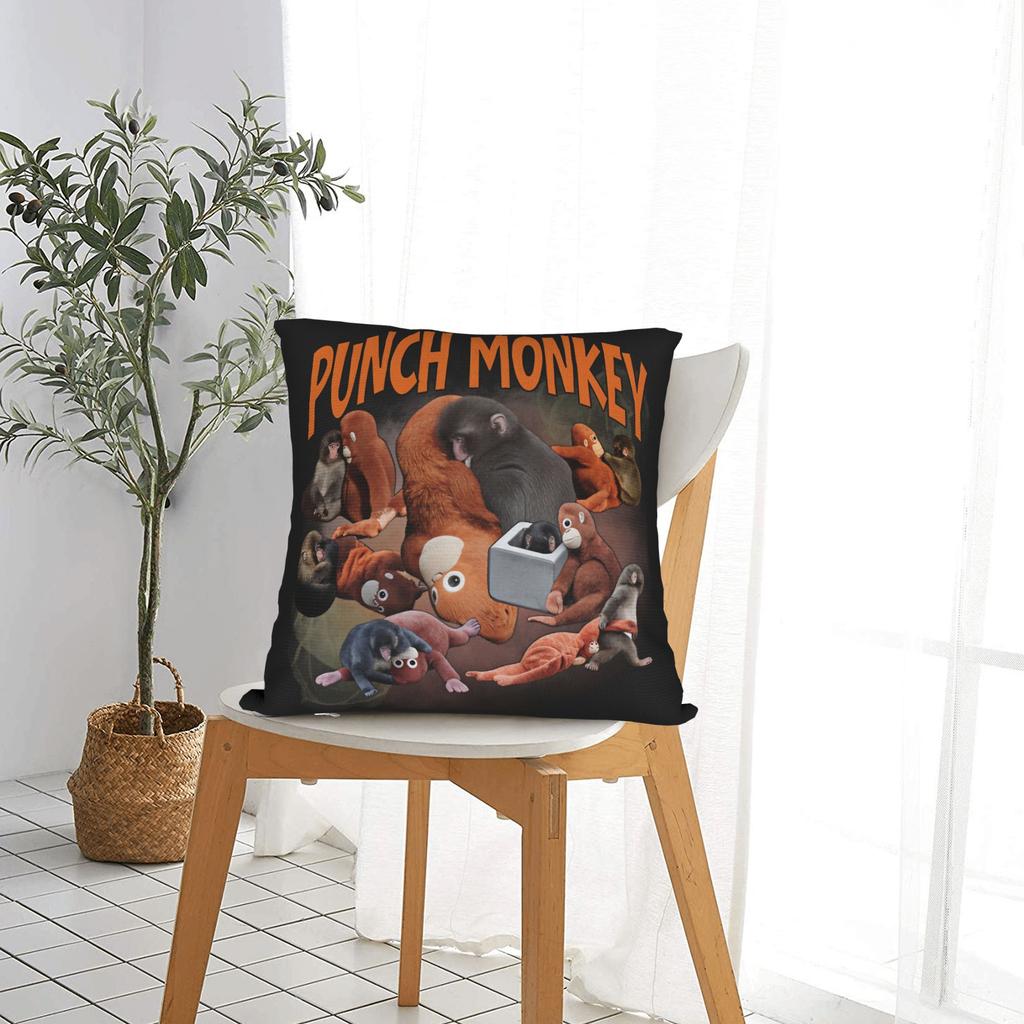 Team Monkey Baby Punch Pillow Cover Novelty Pillow Case For Living Room Bed Chair Comfy Cushion Cover Gift
