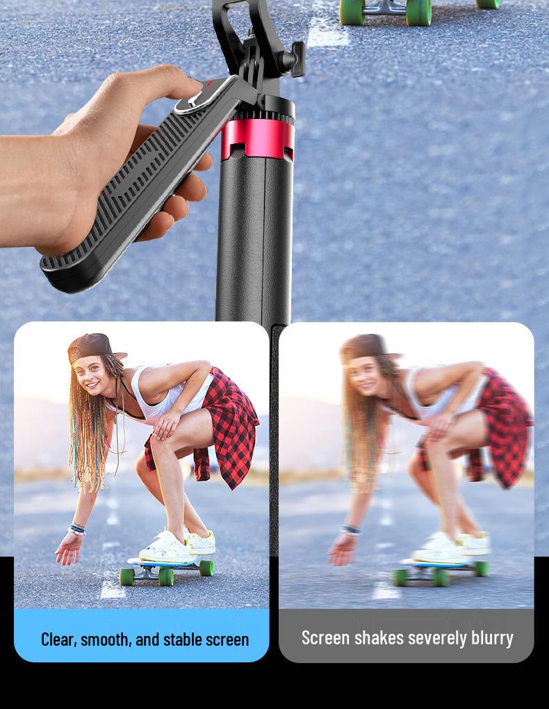 1.8m P185 Anti-Shake Stabilizer Gimbal for GoPro - Multi-Function Selfie Stick & Aluminum Alloy Tripod for Live Broadcast