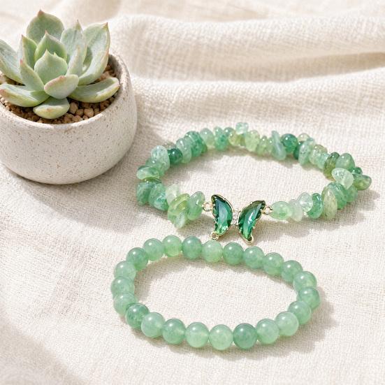 Natural Stone Bead Butterfly Bracelet for Women, Healing Stone Beaded Stretch Bracelet, Calming Spiritual Jewelry Gifts