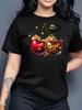 2026 Summer New Round Neck Short Sleeve Women Top Fashion Casual Loose Apple Print Simple Versatile T-Shirt Women Clothes