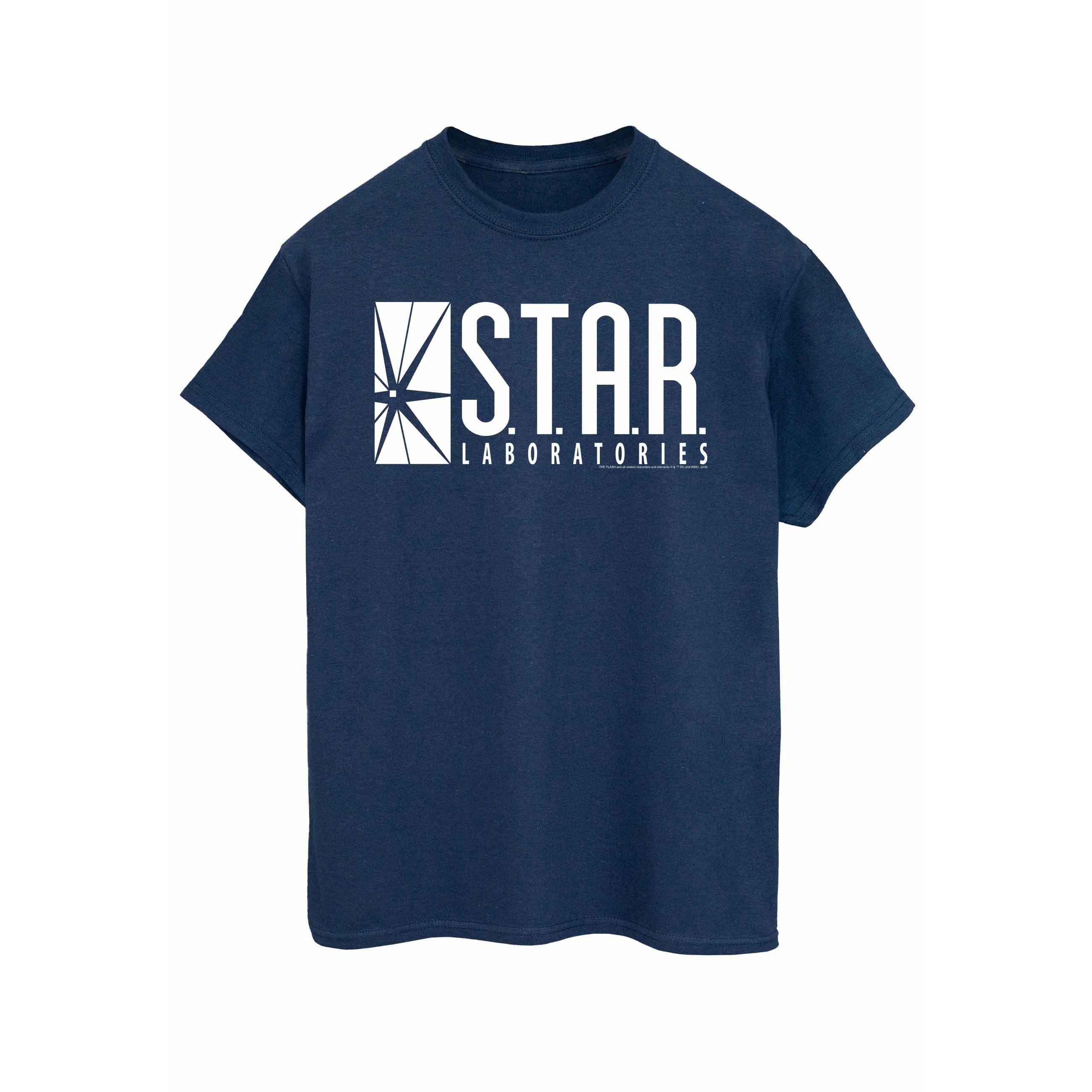 DC Comics dames/dames het Flash STAR Labs katoenen vriendje T-shirt 3XL marineblauwe kleur