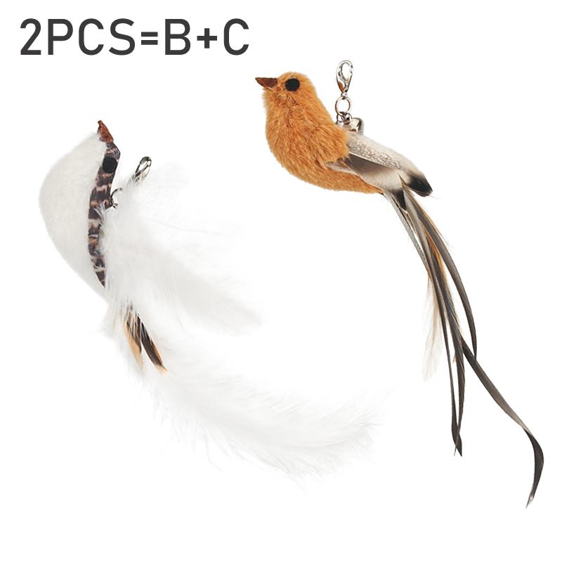 2PCS Fake Bird Accessories oF Funny Cat Stick Feather Cat Toy Cat Teaser Stick DIY Pet Toy