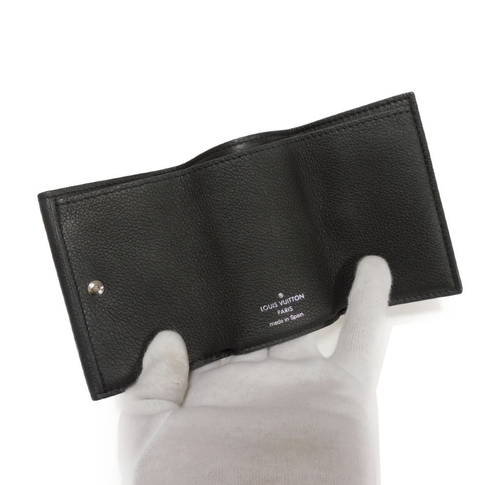 Used 12564 Portefeiulle Lock Mini M63921 7942 Current LV Signature Grain Calfskin Black LV Logo Noir Unisex from Japan
