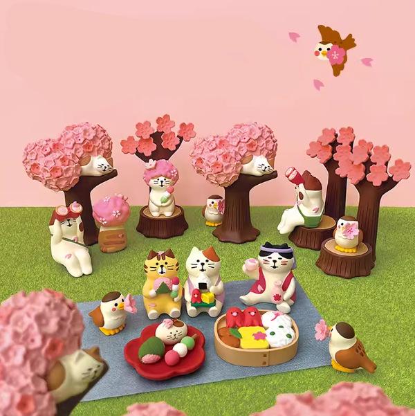 Japanese Zakka Cat Cherry Blossom Season Figure - DIY Resin Craft Gift Ornament
