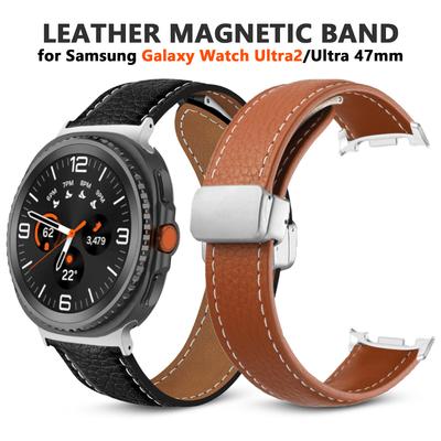 Leather for Samsung Galaxy Watch 8 44mm 40mm 8 Classic 46mm Band Smartwatch Accessory for Galaxy Ultra 47mm 2025 Magnetic Strap