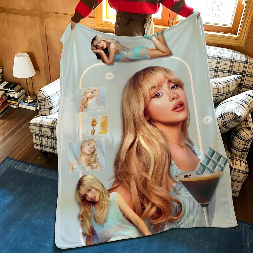 Music S-Sabrina C-Carpenter Throw Flannel Blanket Suitable for Sofas Beds Offices Travel, Camping Chairs
