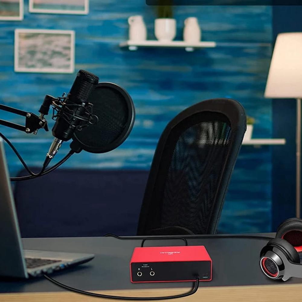 Interfejs audio usb x2 karta muzyczna 16bit 48v 23db 2vrms gitary dźwiękowy