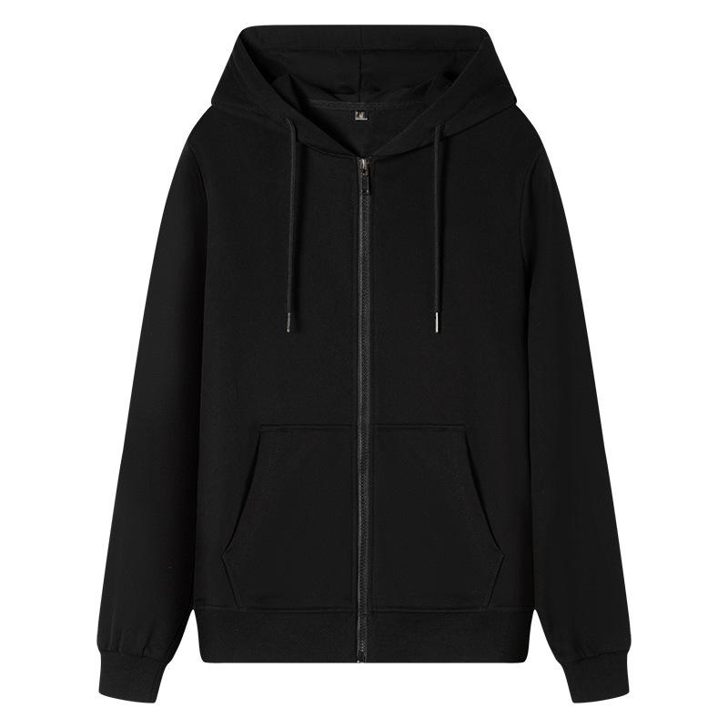 100% Cotton Cardigan Zipper Sweater Hooded Autumn and Winter Loose Sports Casual Jacket Top Men