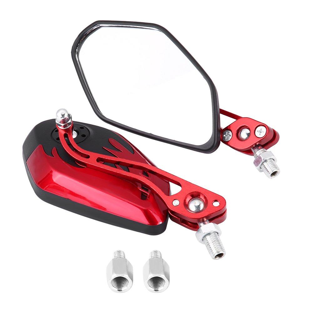 Motorcycle Mirror 8mm Left and Right Set, Qiilu Universal 8mm 10mm Motorcycle Scooter Aluminum