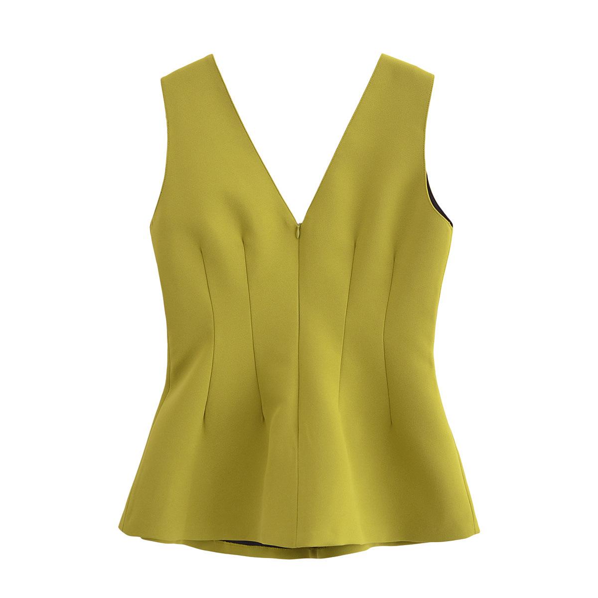 

2025 Spring Women s Slim Fit Sweet Simple Pleated Waist Top Large