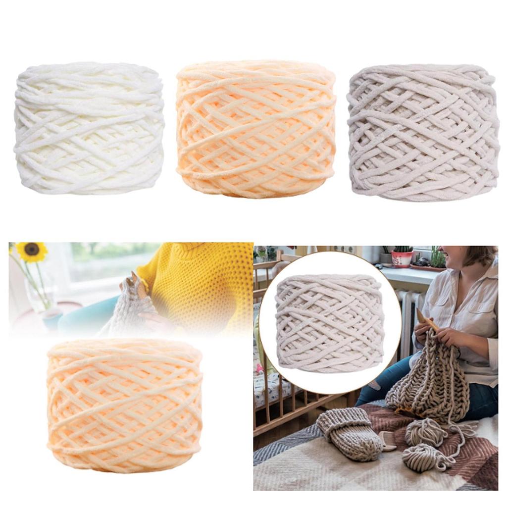 Soft Chunky Yarn Handmade Lightweight Comfortable Polyester Yarn for Bags Making Plush DIY Craft Arm Knitting Blankets
