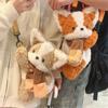 Christmas Kawaii Plush Corgi Scarf Cute Puppy Doll Cartoon Stuffed Animals Backpack Plush Schoolbag Messenger Bag For Gifts