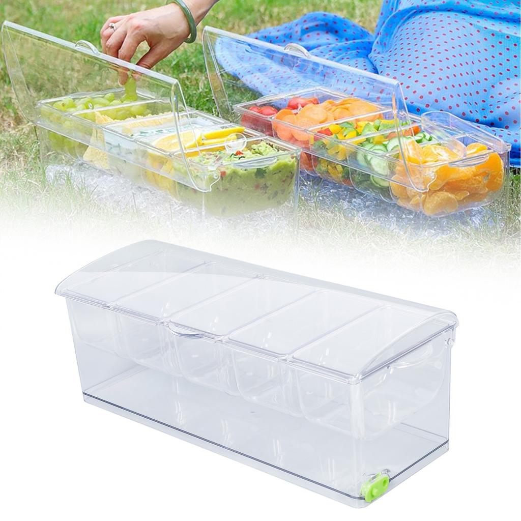 Ice Chilled Condiment Server Plastic Portale Easy To Clean Condiment Server Space Saving Tight Sealing with Lid for Storage