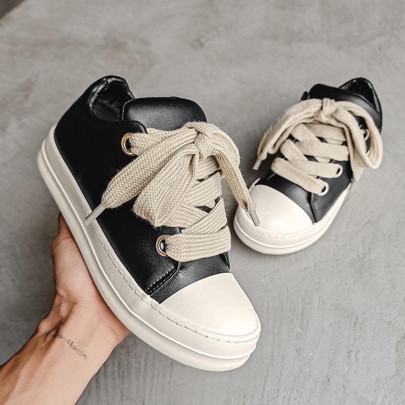 Neue trendige Schuhe Nische High Street Flach Ersatz Gangboden Lässig Leder Oberfläche RO Pummelig Brot Schuhe Paarschuhe X