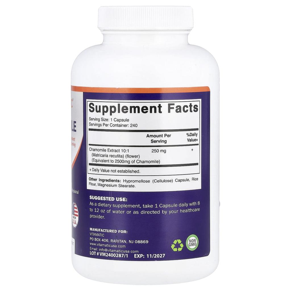 Vitamatic, Chamomile, 2,500 mg, 240 Veggie Capsules