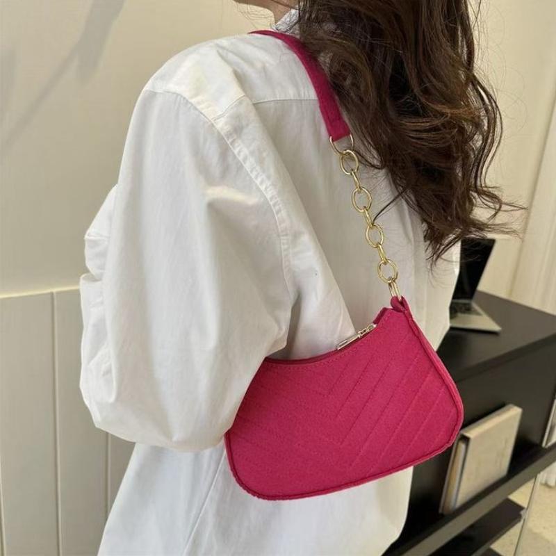 1Pcs Simple Light Weigh Underarm Bags Women'S Mini Felt Shoulder Bag Ergonomic Underarm Saddlebag Purse Shoulder Pouch