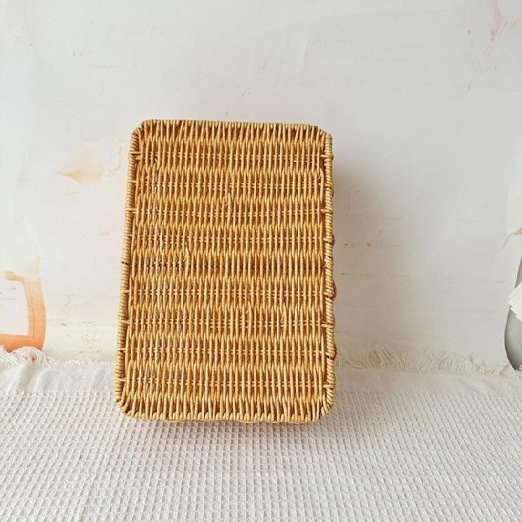 Rectangular Woven Organizers Baskets Practical Rattan Organizers Rectangular Storage Baskets for Kitchen and Home