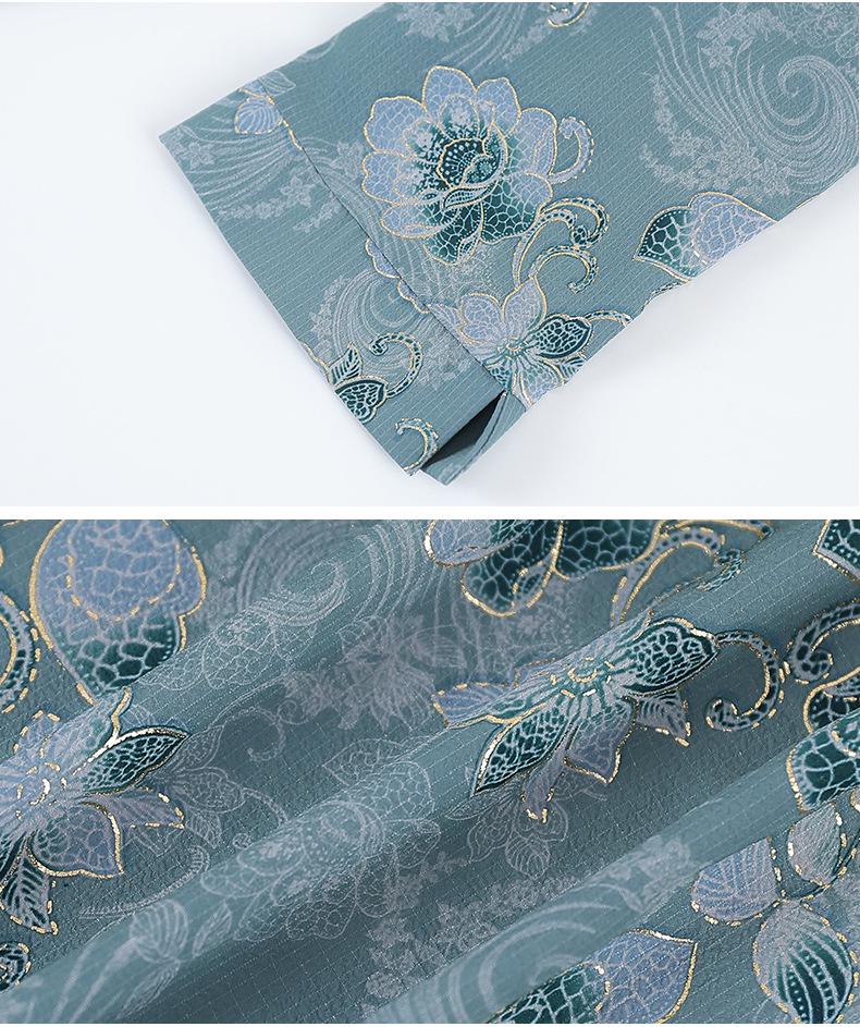 Printed Short-Sleeve Shirt for Middle-Aged Women, Loose Lapel Cardigan for Seniors