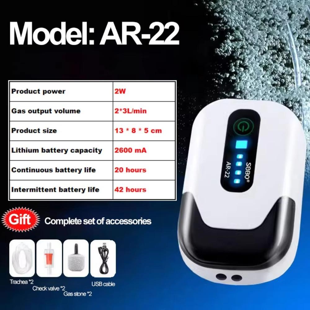 1/2 Hole Aquarium Oxygen Air Pump Ultra Silent Low Noise Fish Air Pump Water Proof with Lithium Battery Fish Tank Oxygen Pump