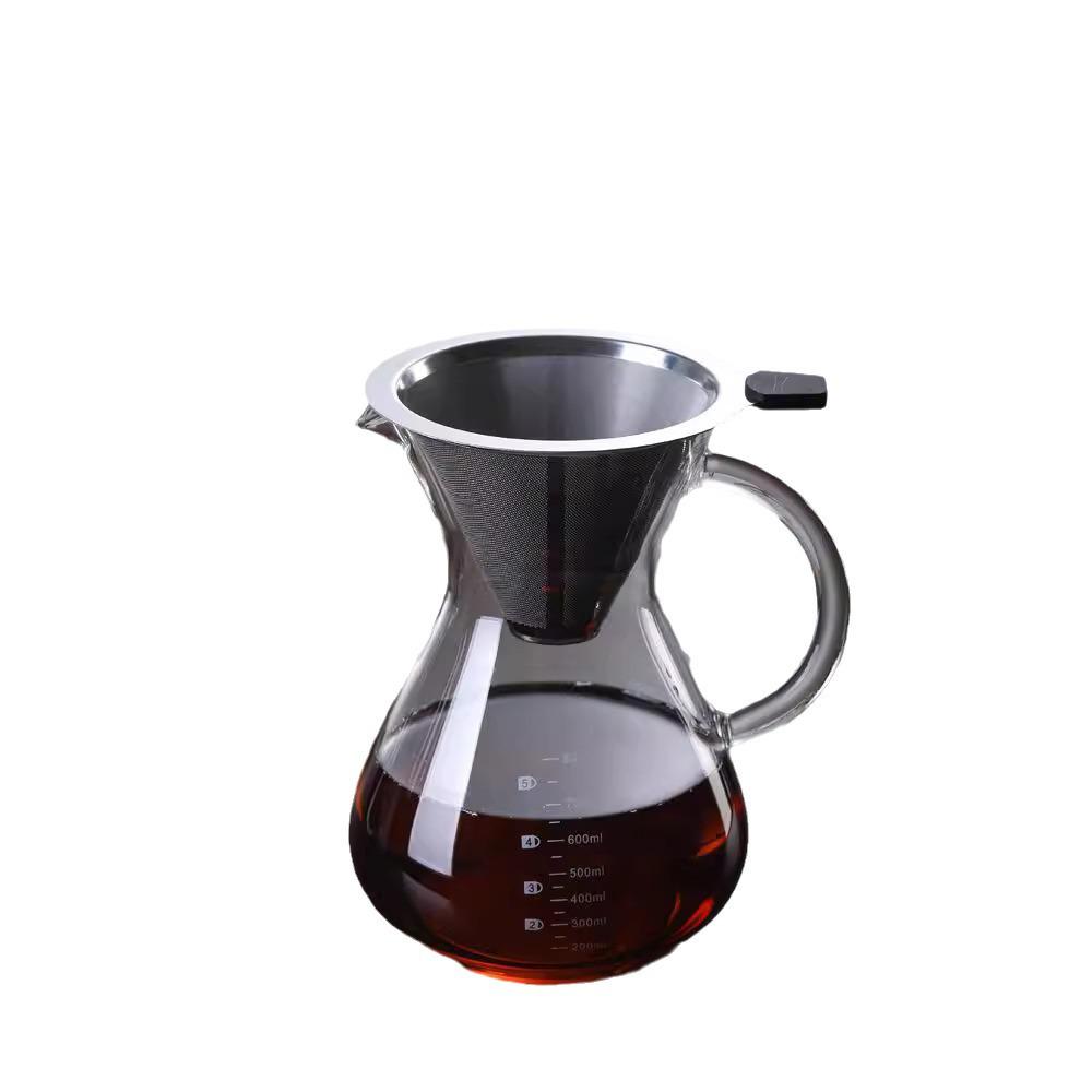 Glass Coffee Pot with Handle & Scale - Pour Over Coffee Drip Filter Set