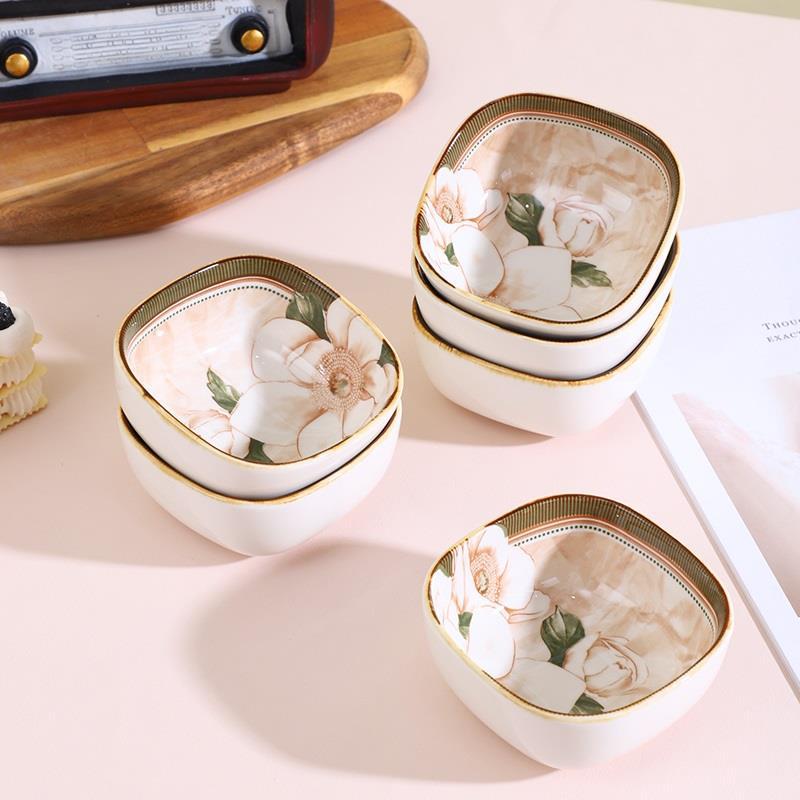 Kamelien-Dippschale im japanischen Stil, Haushalts-Keramikteller, Einfache Hot Pot-Saucenschale, Essigschale, Snackschale für den Esstisch