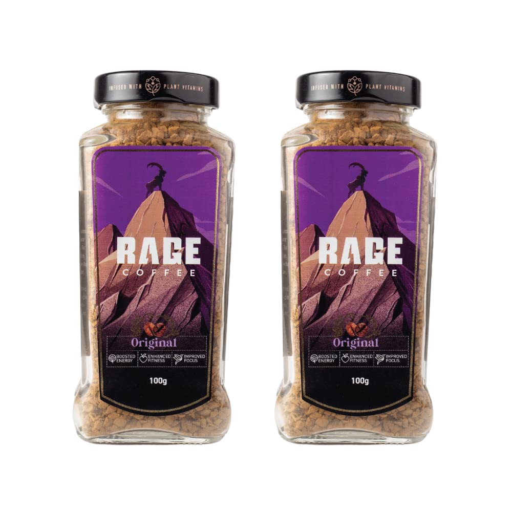 Rage Coffee Original Coffee Blend 100% Pure Arabica Beans | Instant Coffee for Smooth Aroma & taste, Hot and cold coffee) (Original Unique Blend, 2